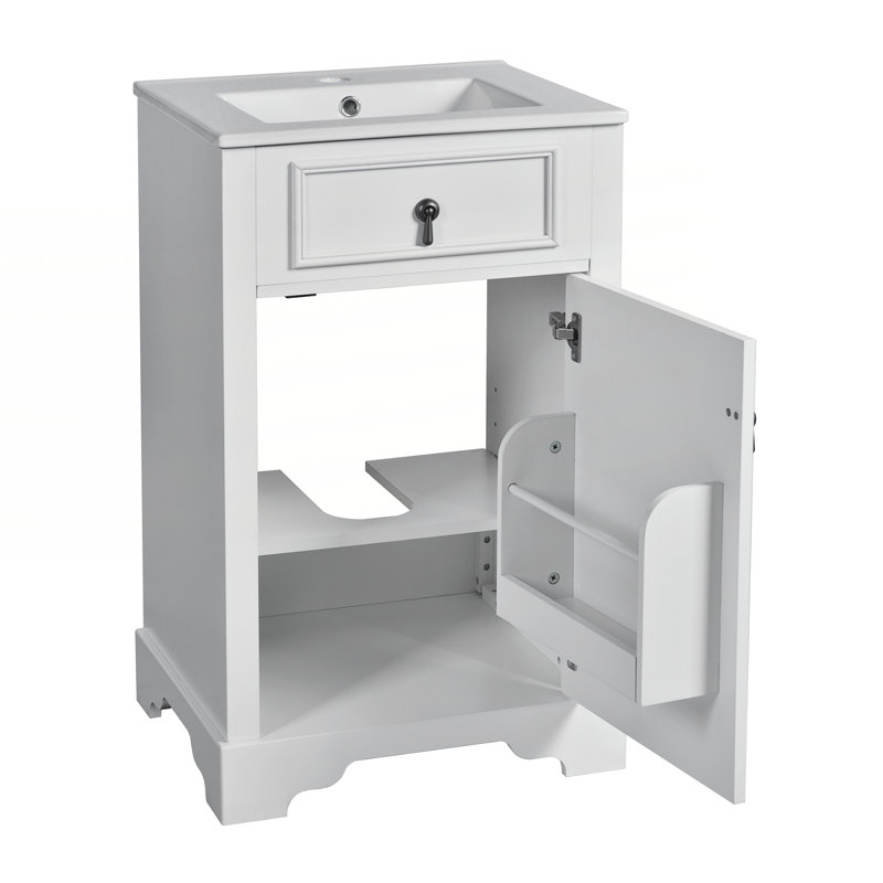 Meuble-lavabo de 20 pouces avec lavabo en céramique, Blanc