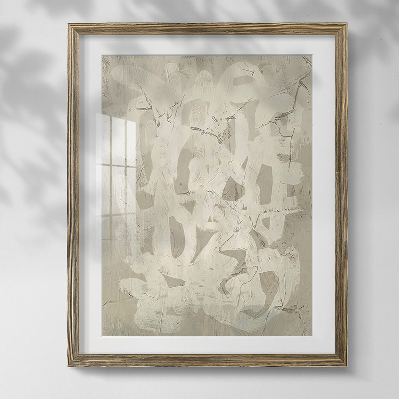Impasto Artifact II - impression d'un seul cadre photo, Blanc, Papier avec cadre noyer
