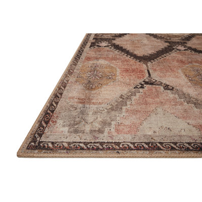 Tapis rose / brun à motif géométrique Faro