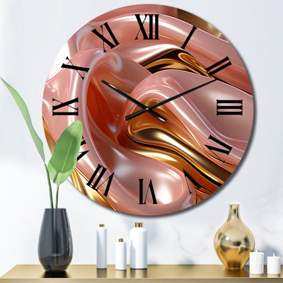 Horloge murale rose et or