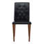 Chaises d'appoint classiques en similicuir noir, ensemble de 4, conception ergonomique à dossier à boucles pour les salles à manger et les boulangeries, pieds en métal noyer