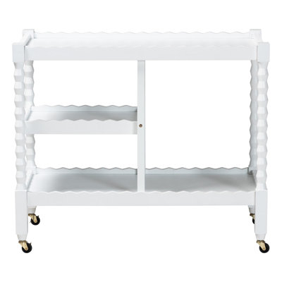 Baxton Studio Seamus 3-Tier Book Cart with Bobbin Frame, White