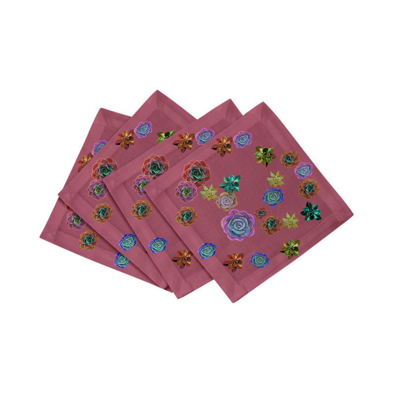 Serviettes de cocktail en satin de coton succulentes, Mauve