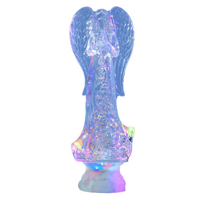 11" LED Lighted Icy Crystal Glitter Snow Globe Angel Christmas Figure