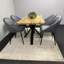 Wooden Dining Table with X-Shaped Iron Legs and 4 Grey Velvet Chairs Modern Dining Set-1650442837