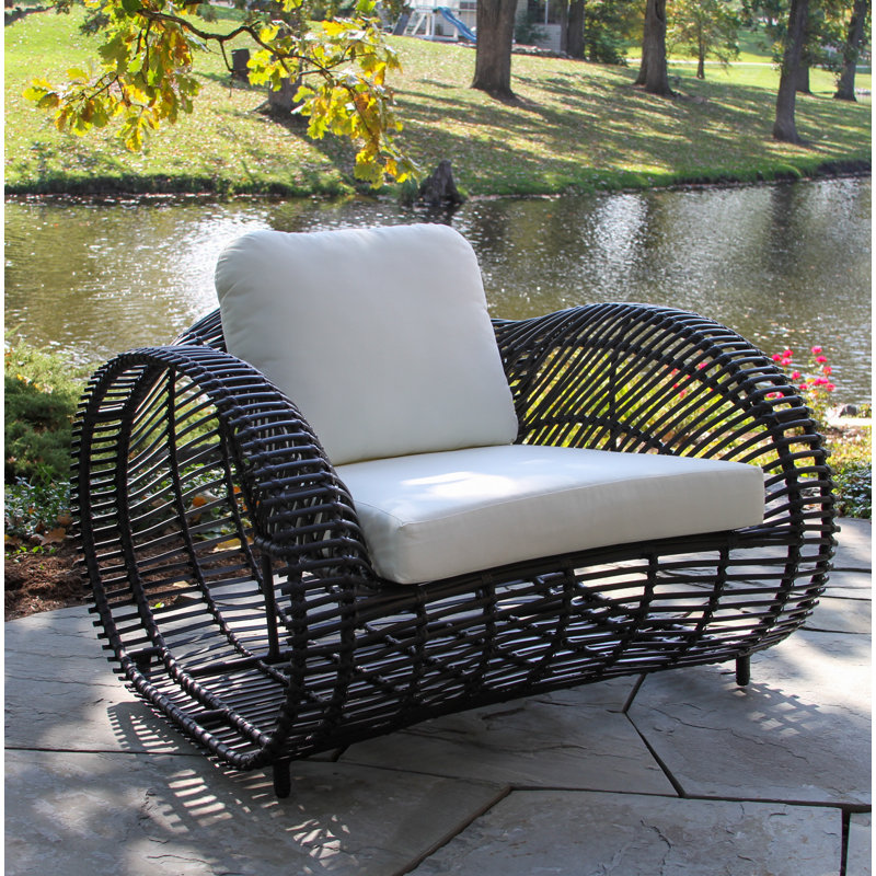 Chaise de patio avec coussins Dochi, Sunbrella® - noir