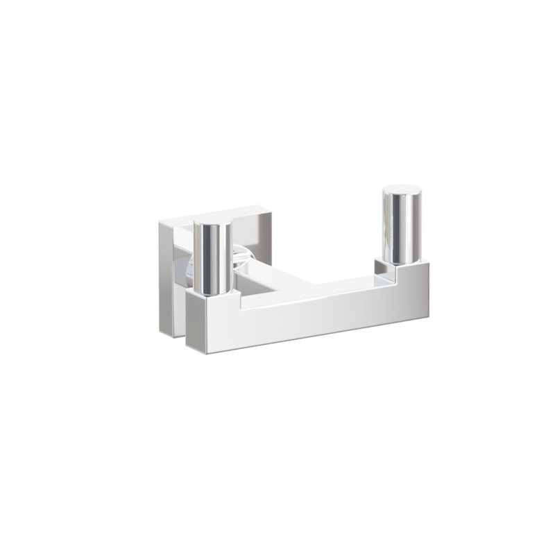 Emtek Select Double Hook w/ Small Square Rosette, Square Stem & Smooth Tip, Polished Chrome