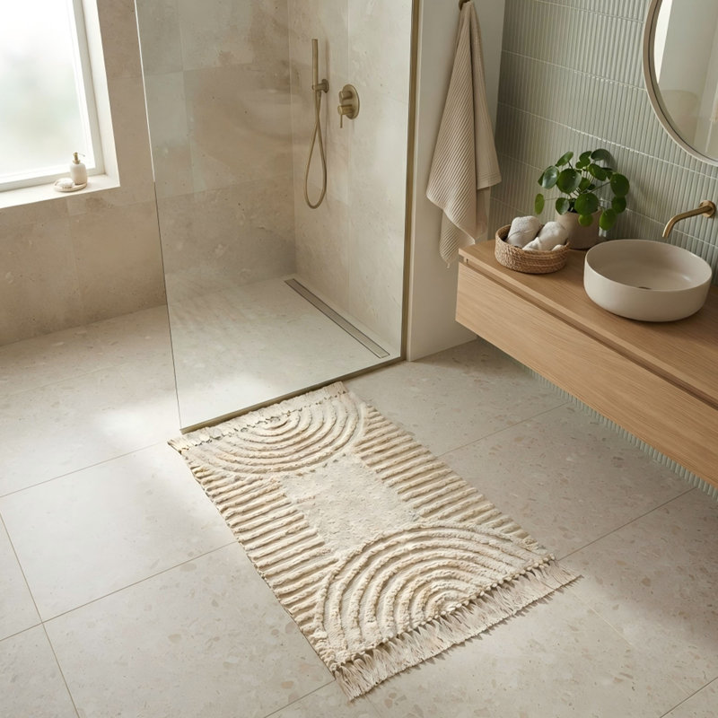 Tapis pour salle de bain en coton Boho