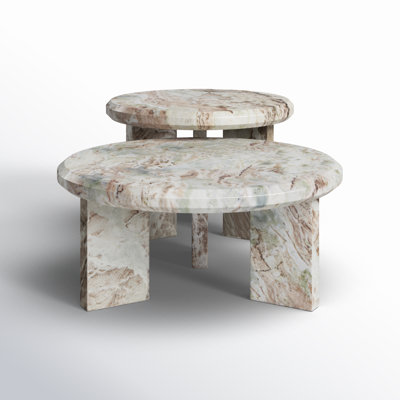 Bryce Nesting Coffee Table-Creamy Taupe Marble Solid