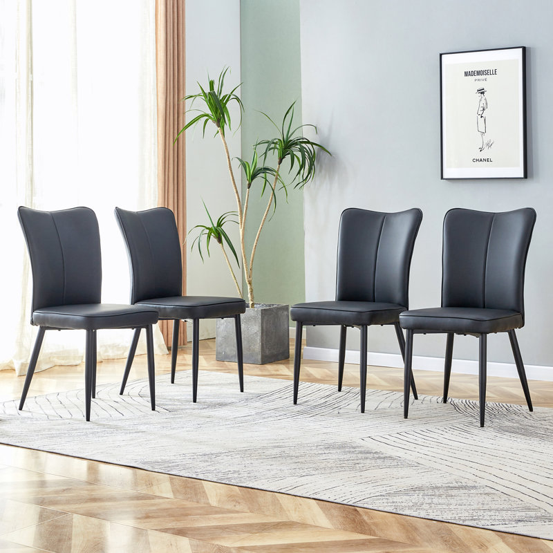 Dining Chairs(Sest Of 4), Black, Light Gray