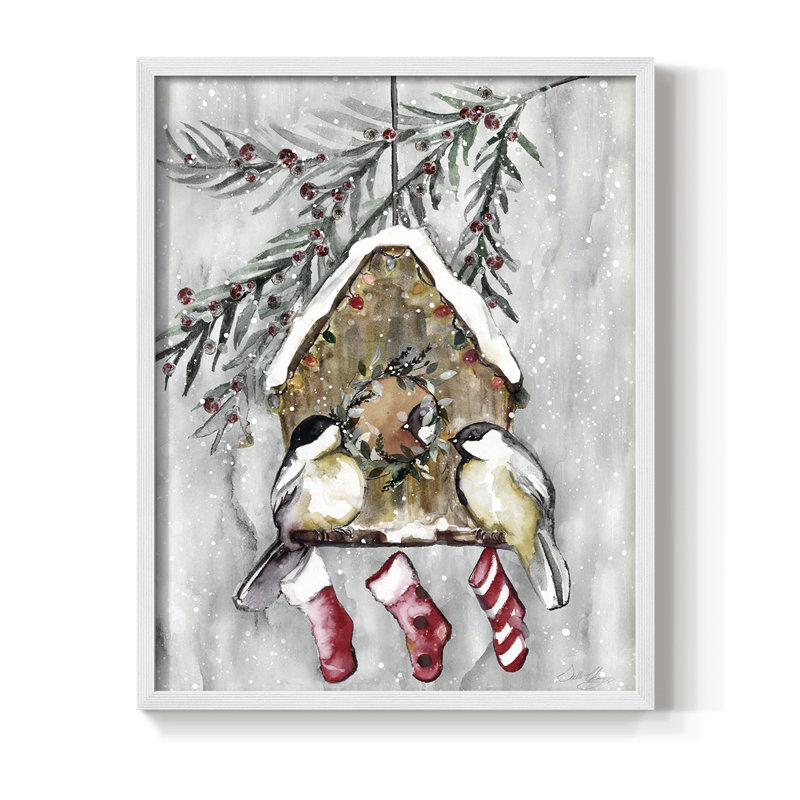 Winter Birds, reproduction encadrée - bois massif, Blanc, H 20 po x l 16 po