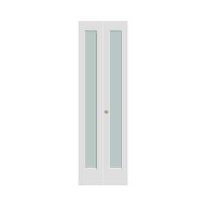80'' Solid Core Manufactured Wood 1-Lite Frosted Glass Bi-fold Door With Installation Hardware Kit