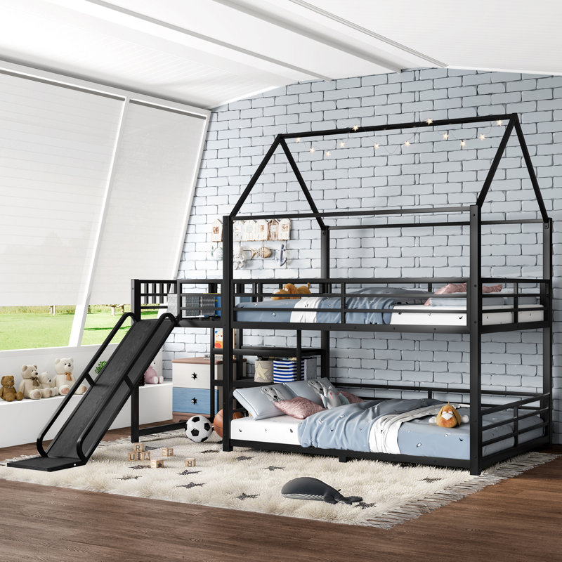 Lits de rangement coulissants, lit double en MDF en métal, famille moderne