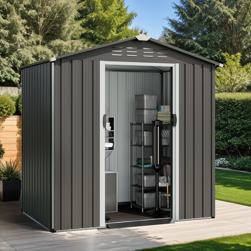 Steel Storage Shed with Window, 71.3" H x 77.2" W x 46.5" D