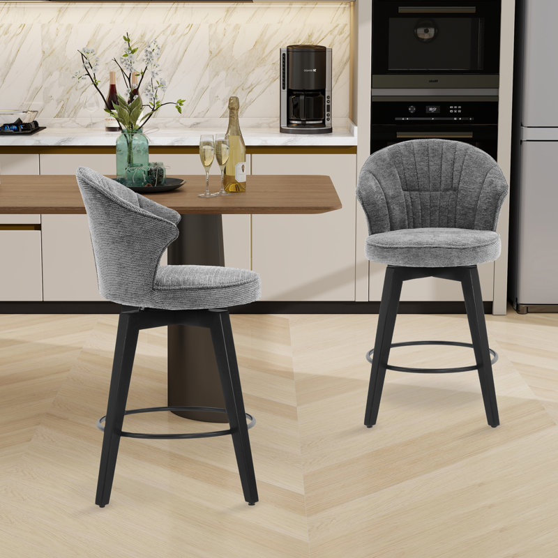 Tabouret de bar et de comptoir rembourré (ensemble de 2), Gris