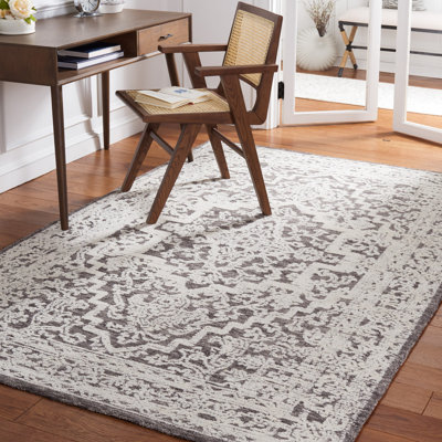 Tapis oriental gris / ivoire en laine / coton touffeté à la main Roslyn