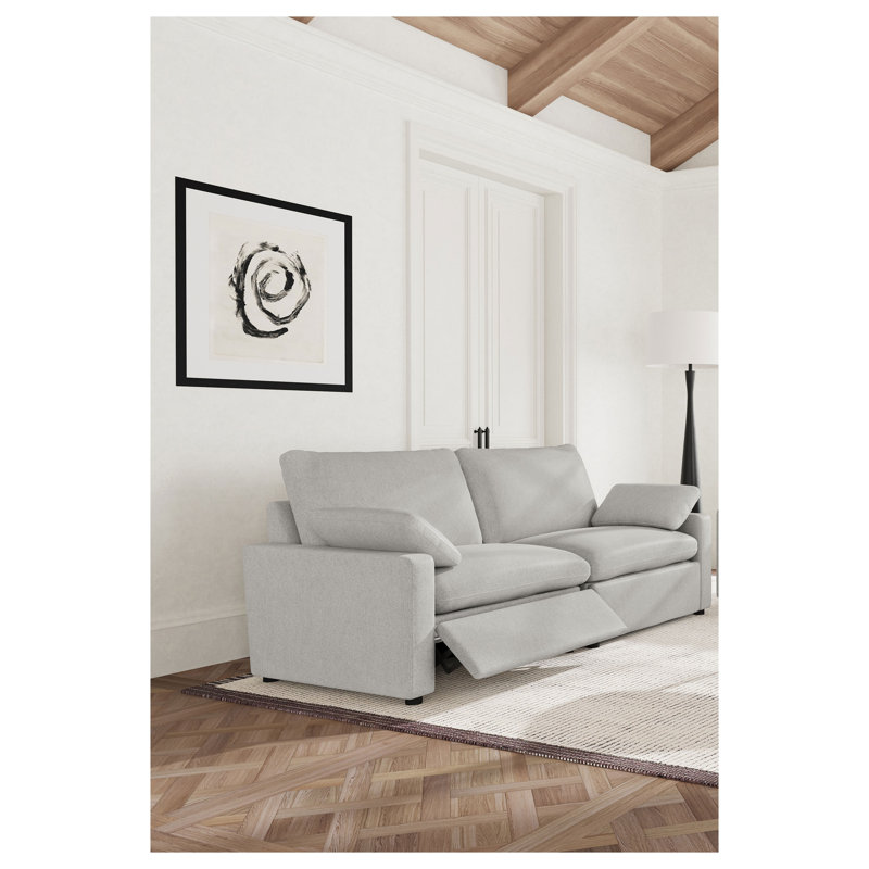 Canapé inclinable électrique deux places Hollander gris avec accoudoirs rembourrés et design transitionnel