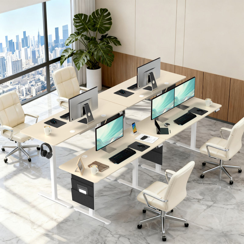 Jeu de bureau électrique à hauteur réglable pour s'asseoir et s'asseoir pour la maison et le bureau, Bois / noir