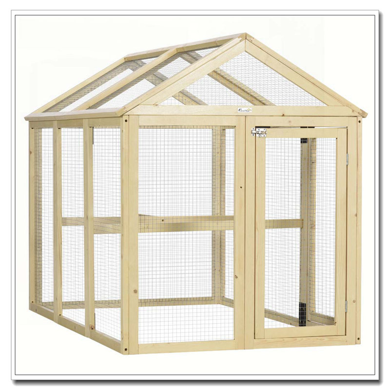 Poulailler PawHut, grand poulailler en bois, conception combinable avec perchoirs et portes pour l'extérieur, la cour, la ferme, 4,6 pi x 2,8 pi, bois naturel
