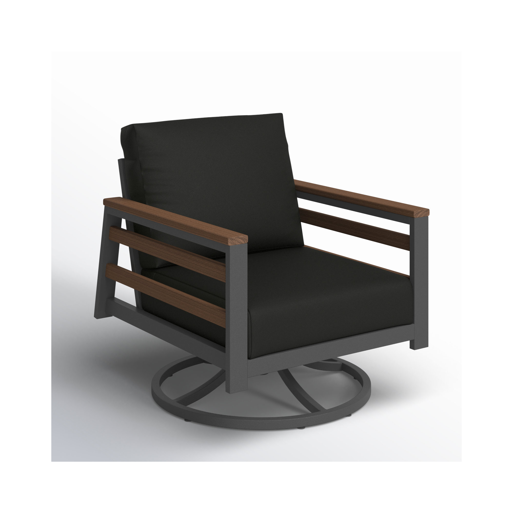 Townsend Metal Outdoor Swivel Rocking Chair with Sunbrella® Cushion,  Canvas Black, Brown