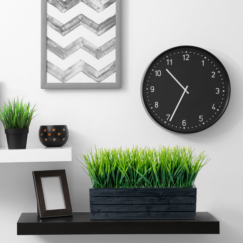 24.9cm Faux Herbs Grass in Wood Planter