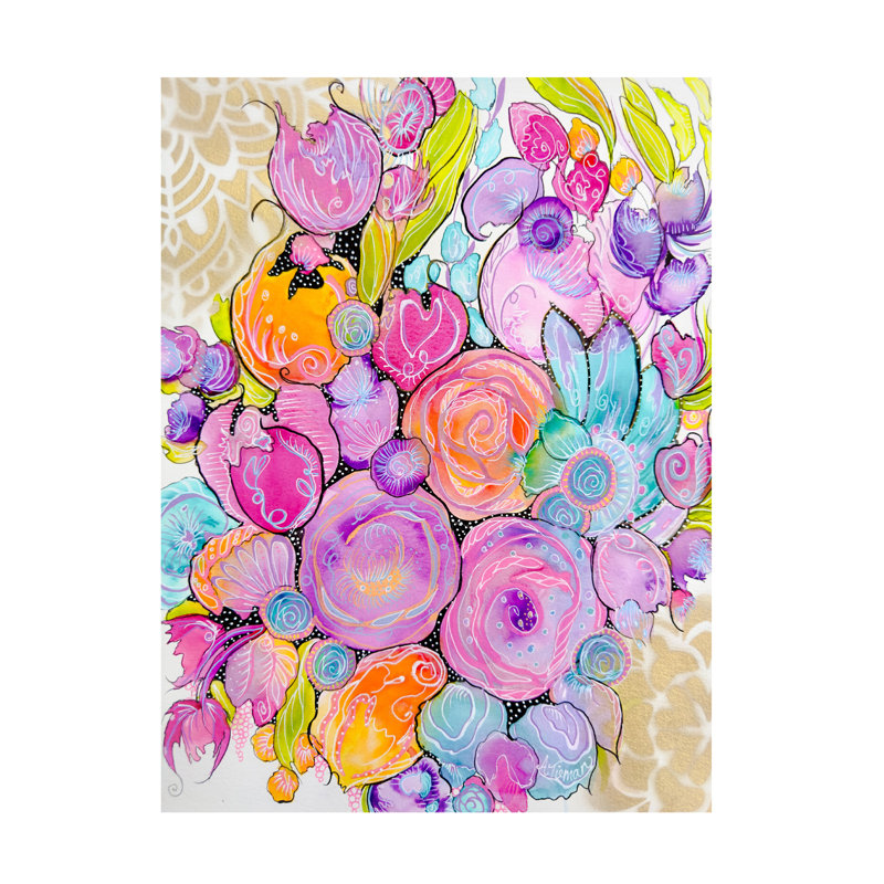 Art mural sur toile tendue - «Euphoria floral» par Amy Tieman pour décoration de salon, de chambre à coucher ou de bureau - 35 x 47