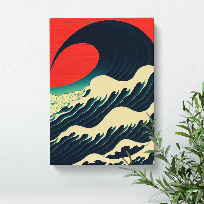 Modern Japanese Wave No.1 - Wrapped Canvas, 50cm H x 35cm W x 3cm D
