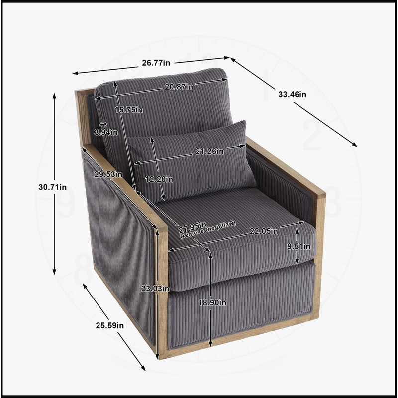 Comfortable Swivel Barrel Chair for Relaxation in Living Room, Nursery, Hotel, Bedroom, Office and Lounge, Dark Gray