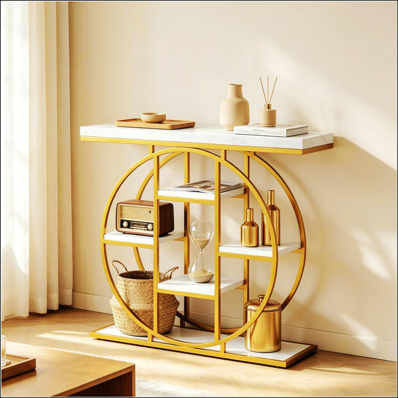 Table de canapé moderne, console chic avec tablettes à plusieurs niveaux, table d'entrée polyvalente, console de rangement, table d'appoint (seulement 1 console)