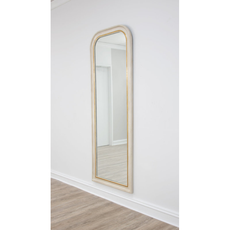 Isla Arch Wall Mirror, Antiqued White/Gold