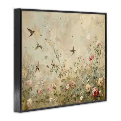 «Stupell Industries Swallows in Flower Meadow», estampe numérique par Arlington Prints