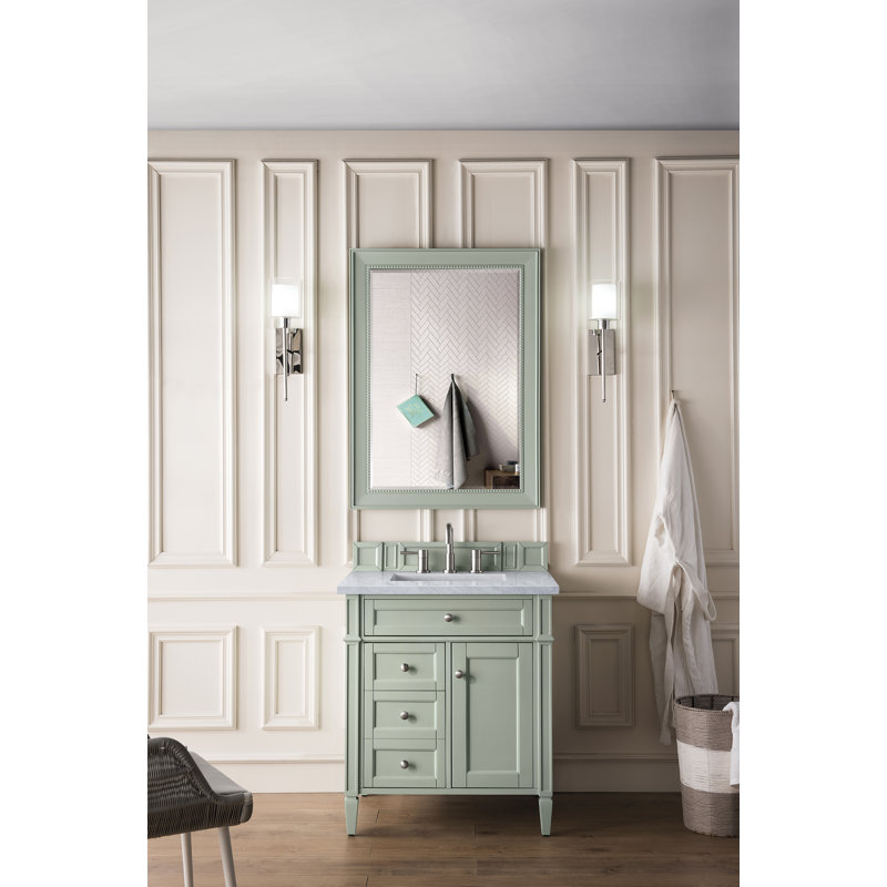 Brittany 30'' W Single Vanity, Eternal Jasmine Pearl, 8" Widespread, Sage Green