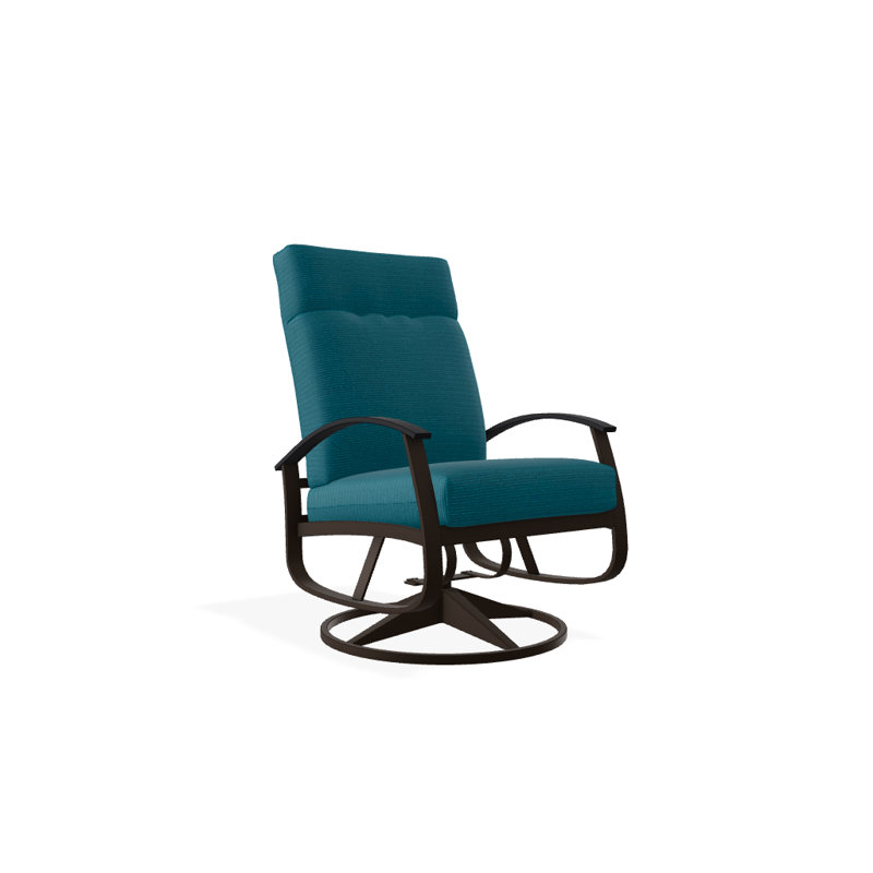 Chaise de patio pivotante avec coussins Askar, Tissage uni palette paon Sunbrella®, Noir P70, Kona texturé