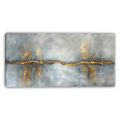 Golden Horizon Flow Wrapped Canvas Wall Art