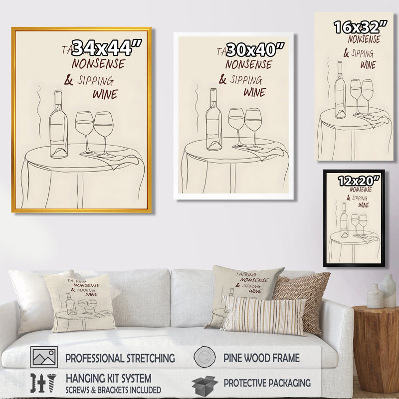 «Talking Nonsense And Sipping Wine» - cocktail, art mural, salon, H 20 po x l 12 po x P 1 po