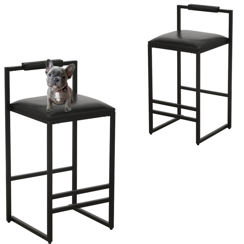 Counter Barstools Low Back Island Stools (Set of 2), Black