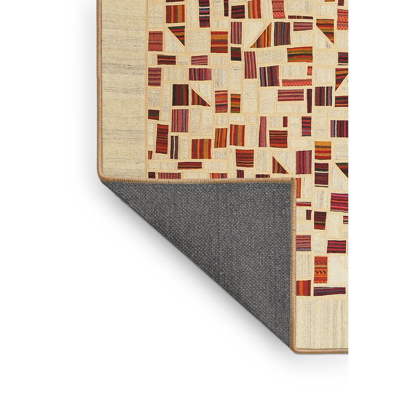 Tapis abstrait brun clair / brun, Rectangle 5 pi x 8 pi