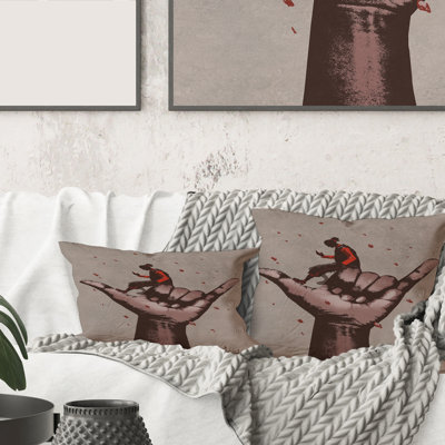 Call Me Sign With Man Using Mobile Phone Pillow