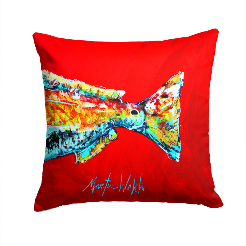 Coussin intérieur/extérieur rouge tail Fish Alphonzo, H 14 po x l 14 po x P 4 po