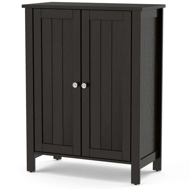 Rangement pour salle de bain à 2 portes avec tablette réglable, Brun