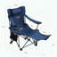 Chaise de camping pour l'extérieur - inclinable réglable (3 niveaux) - porte-gobelet et poche latérale - bleu foncé-1152240476
