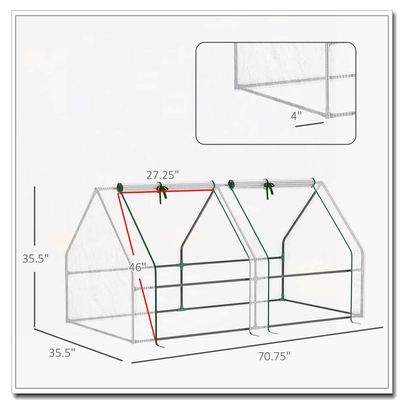 Outsunny 6' x 3' x 3' Portable Mini Greenhouse Outdoor Garden with Large Zipper Doors and Water/UV PE Cover, White, White