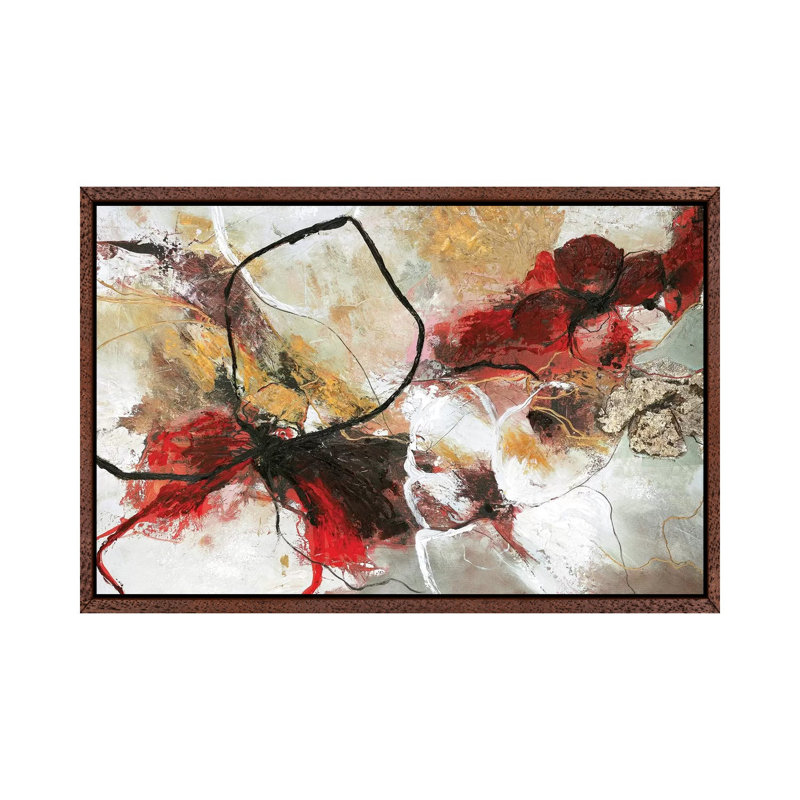 Flower Fall - Print on Canvas, 45.72cm H x 66.04cm W x 3.81cm D, Classic Brown Wood Framed
