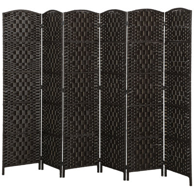 Paravent 4 panneaux, écran d'intimité pliable de 6 pi de hauteur, cloison autoportante tissée à la main pour la séparation de la pièce avec charnières à 360 °, corde de papier tissée en losange, blanc