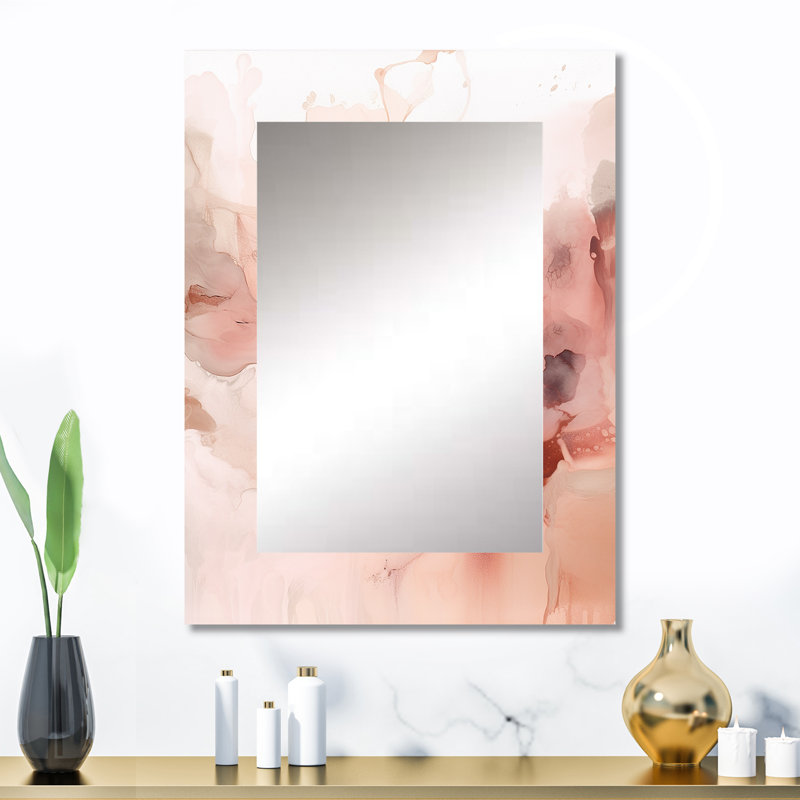Pink Delicate Abstract Marble II - Marble Large Wall Mirror, Pink Decorative Mirror, Printed Metal Art, 32" x 24"