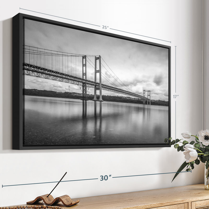 Tacoma Bridge Monochrome Canvas Print, 17" H x 25" W