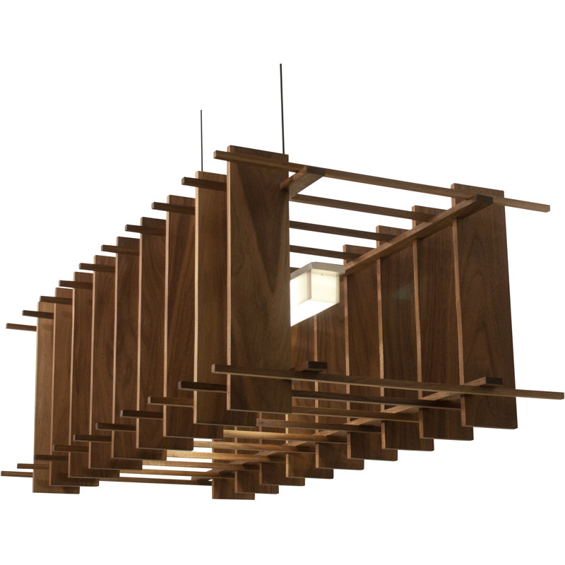 Arca 5 - Light LED Pendant, Brushed Aluminum/Dark Stained Walnut, 2700K (Warm)