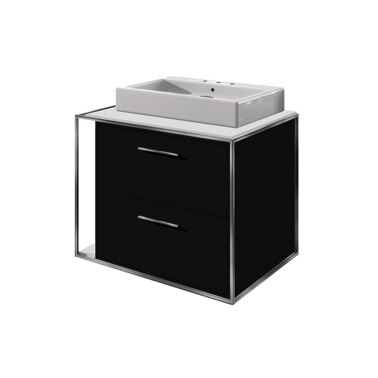 Linea 24'' Single Bathroom Vanity, Brushed Stainless Steel, Matte Black, 8" Widespread