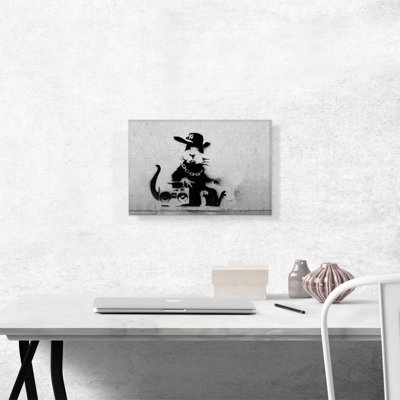 «Old School Rat with Boombox» par Banksy, reproduction d'art sur toile tendue