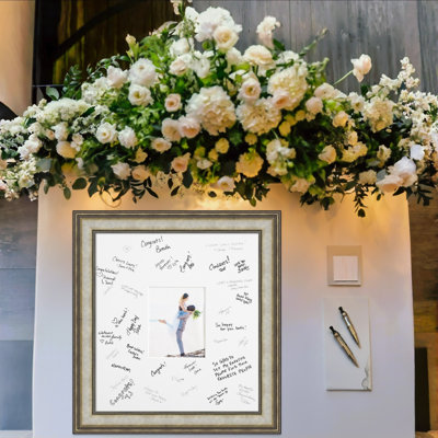 Mezzanine Signature Mat Picture Frame, Photo Frame Wedding Guest Book Alternative, Autograph Picture Mat for Signature Board, Wedding Celebrations Graduations Support Encouragement or Retirement